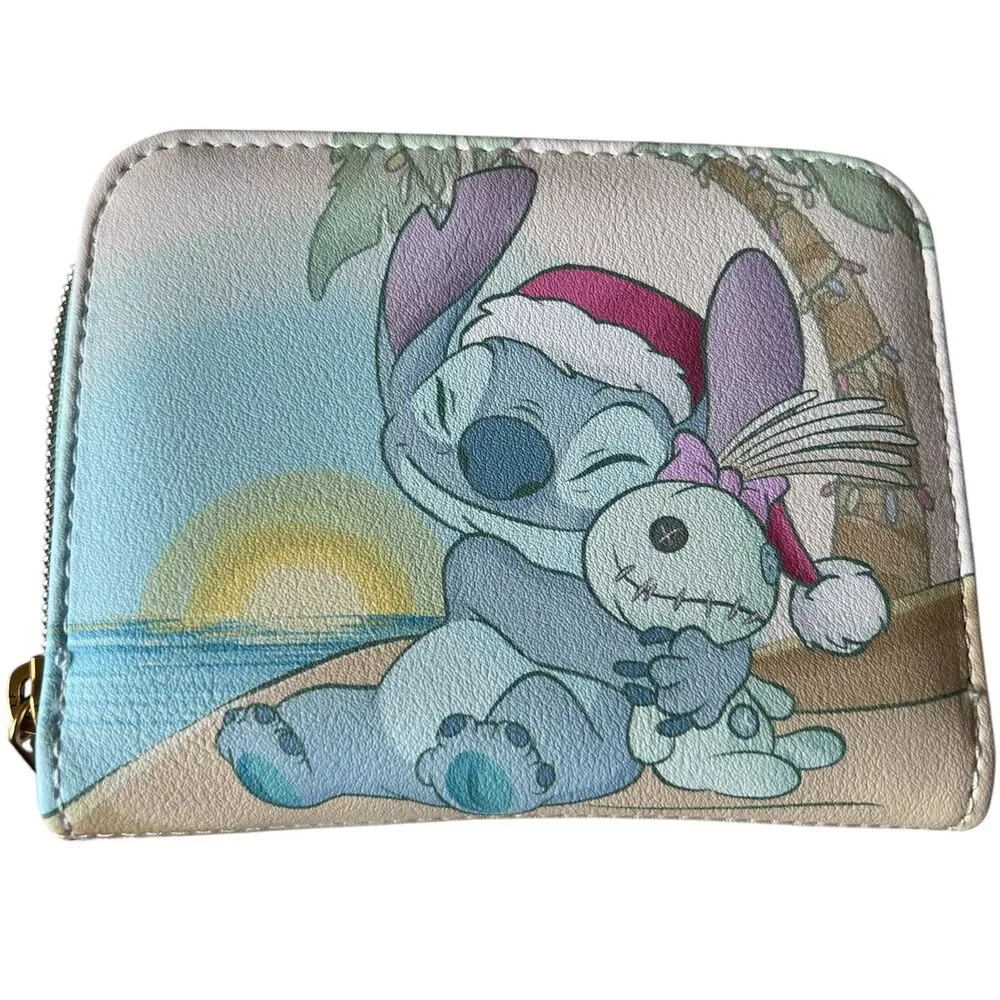 Loungefly Disney Stitch & Scrump Holiday Beach Mini Zipper Wallet NWT